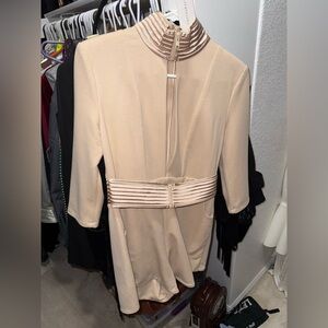 Dance & Marvel Tan Jumpsuit with Satin Belt